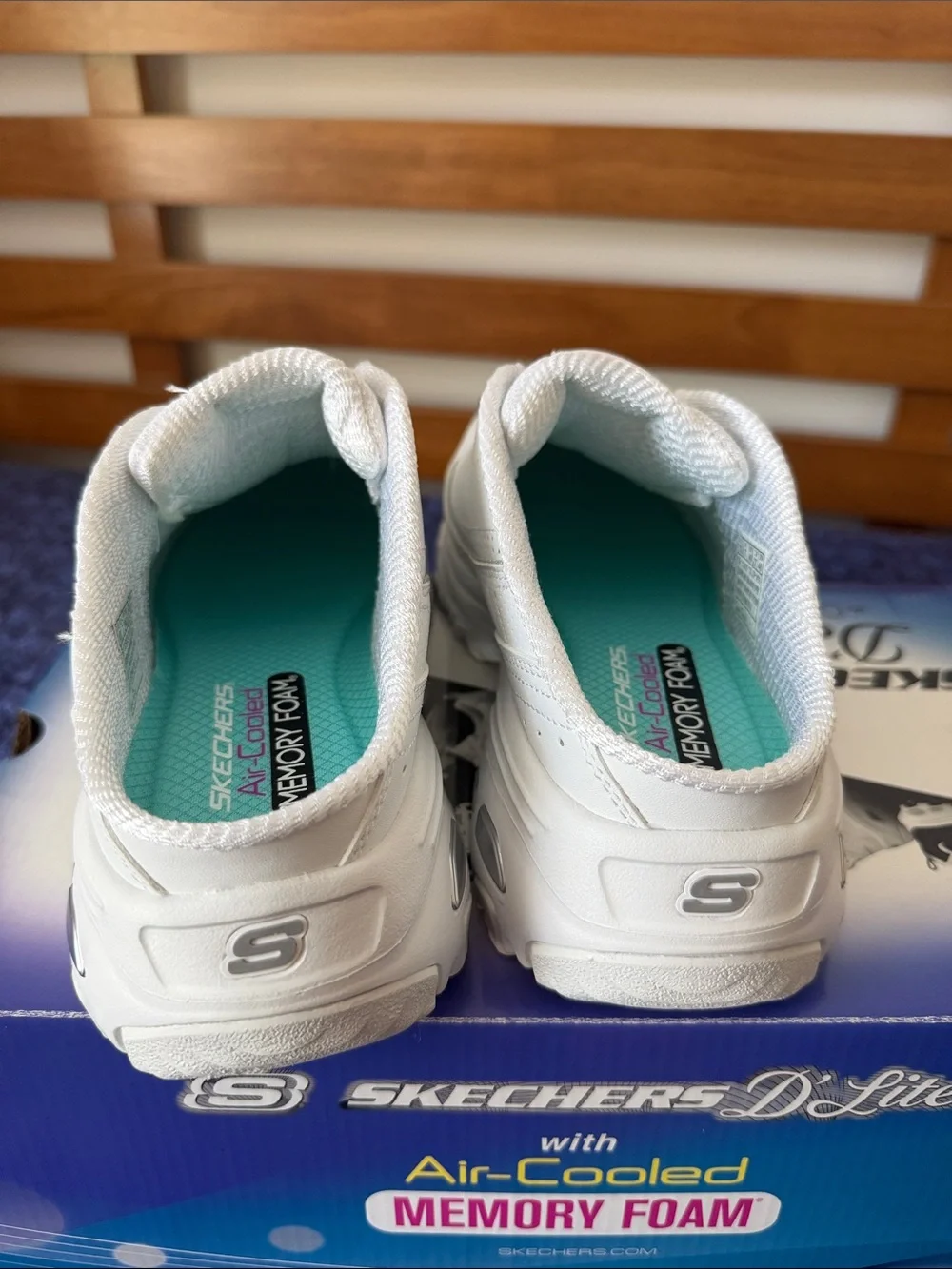 Skechers White D'Lites Slip-On Sneakers